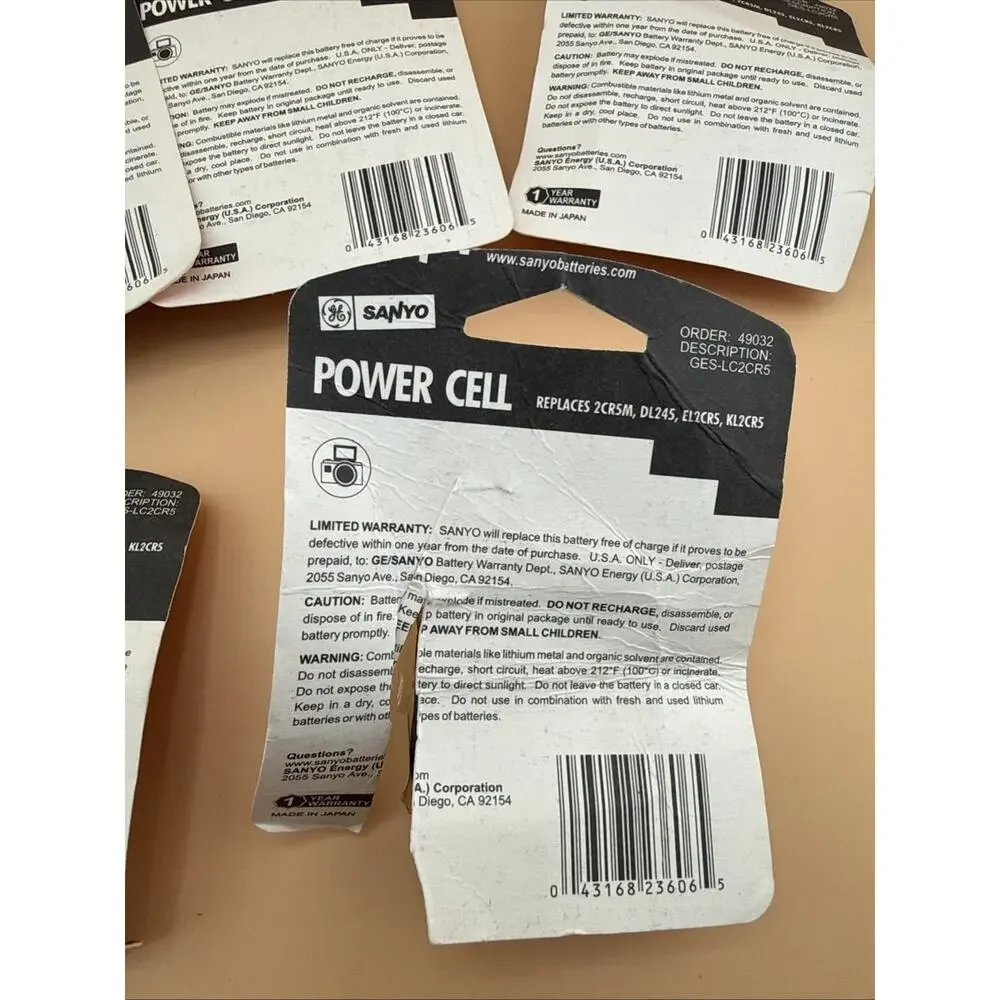 Lot Of 5 SANYO 2CR5 LITHIUM BATTERY - 6V PHOTO LITHIUM BATTERY (2 PCS)